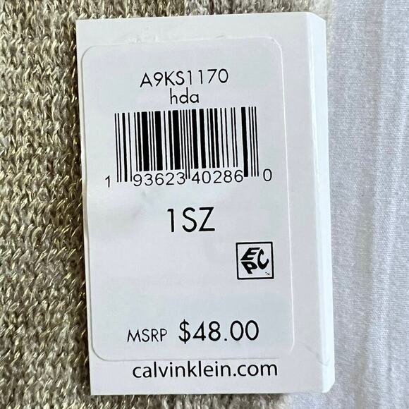 Calvin Klein Women’s Infinity Scarf in Tan Beige and Metallic Gold One Size NWT - Picture 4 of 8